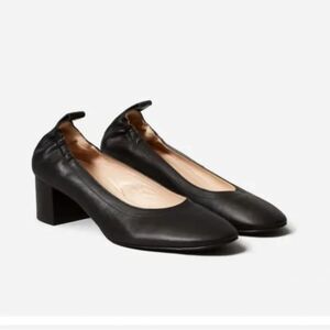 Everlane The Day Heel black Block italian leather balletcore minimalist size 8